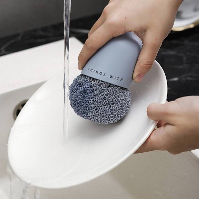 2021 Well Designed Non-scratch Durable Plastic Kitchen Round Scrub Brush for Cleaning Dishes Pots Pan Sink and Bathroom